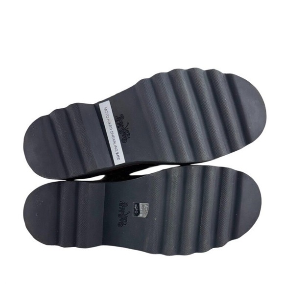 Coach Black Leather Shearling Lace Up Combat Boots Womens US 5B Buckle - Picture 7 of 10